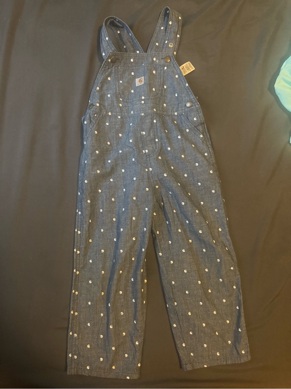 Carhartt Navy Denim Overalls with White Polka Dots